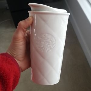 Tall Starbucks coffee mug
